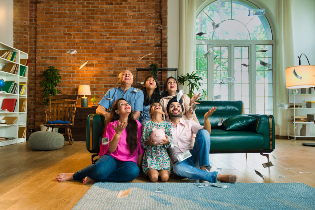 A family sharing a happy moment in their home symbolising the financial security and expert mortgage support offered in rugby